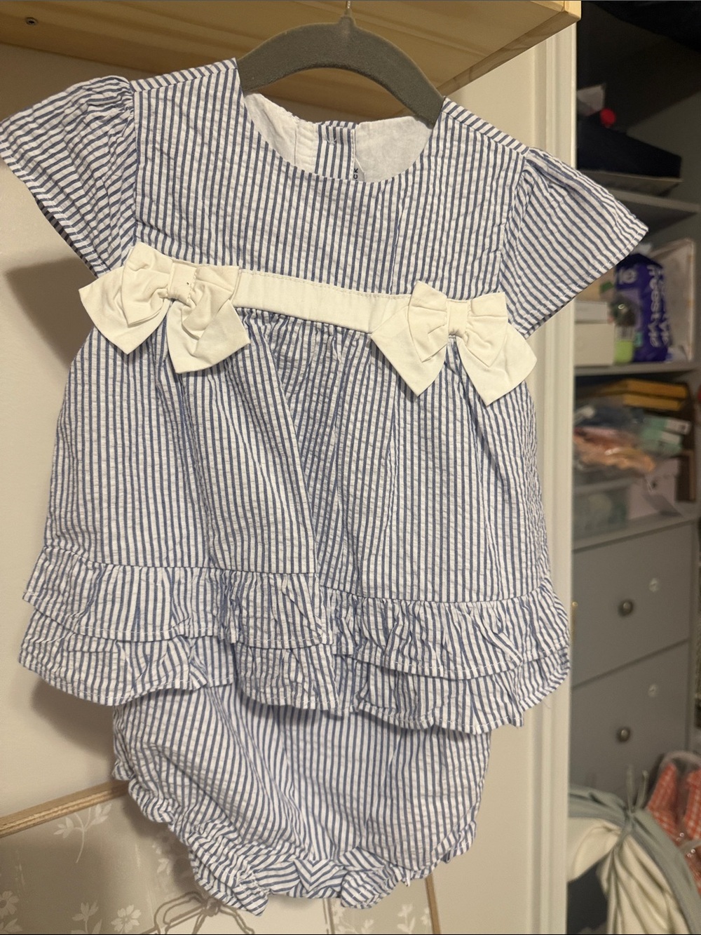 Janie and Jack Blue and White Striped Boys Pants